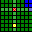 Symbols:<br />green: terrain<br />blue: water<br />red: basilisk<br />yellow: victim<br />light: basilisk's range attacking